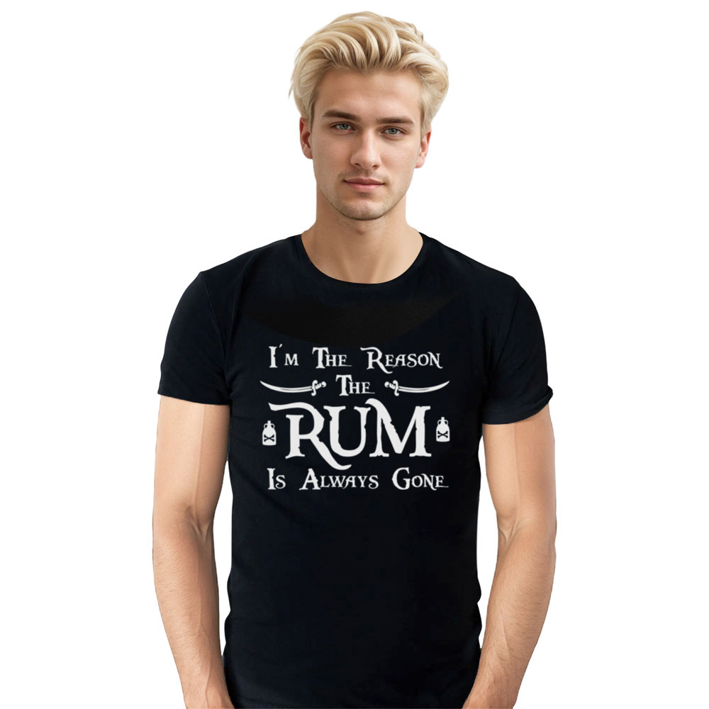 Adult Unisex I'm The Reason The Rum Is Always Gone Black Pirate Lover T-shirt Costume