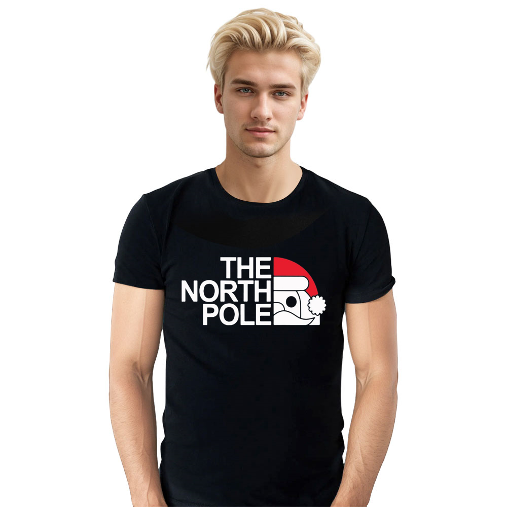 Adult Unisex Xmas The North Pole Christmas Festival Black T-shirt