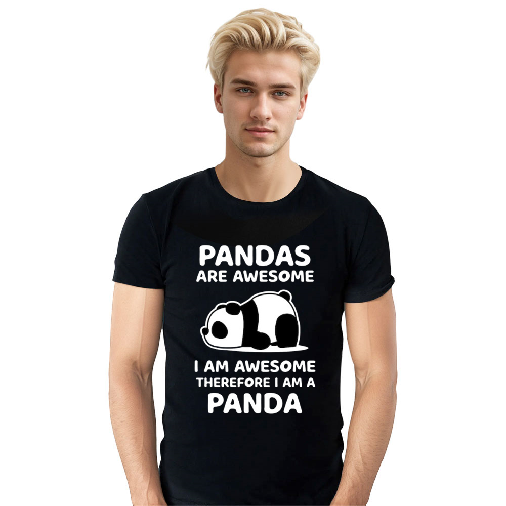 Adult Unisex Wild Animals Panda Lover Black T-shirt Costume