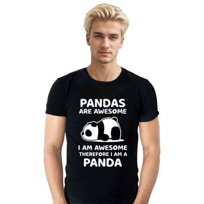 Adult Unisex Wild Animals Panda Lover Black T-shirt Costume