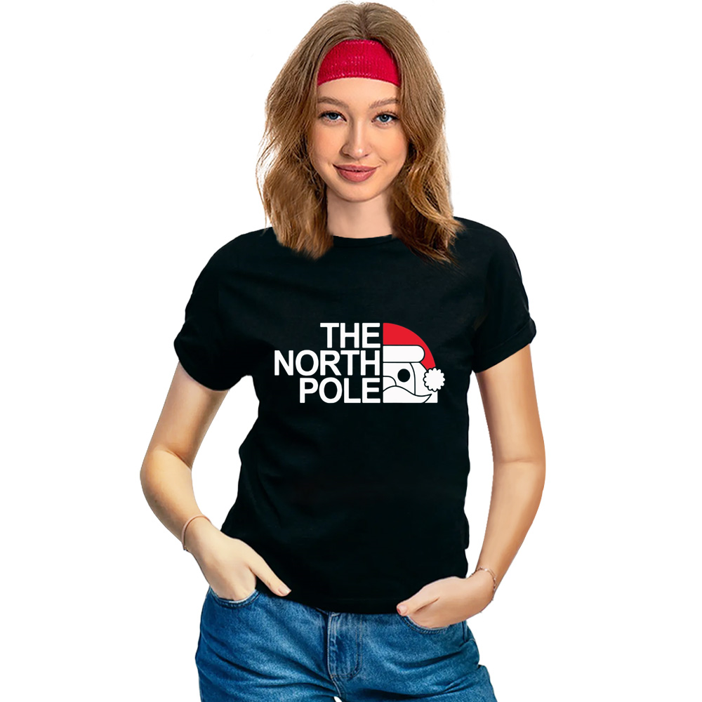 Adult Unisex Xmas The North Pole Christmas Festival Black T-shirt