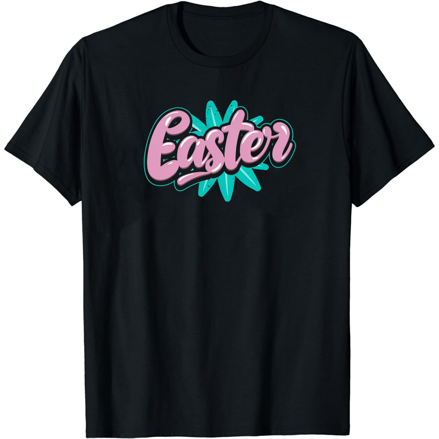Adult Easter Pink Letter Black Short Sleeve T-shirt Outfits Top Costume