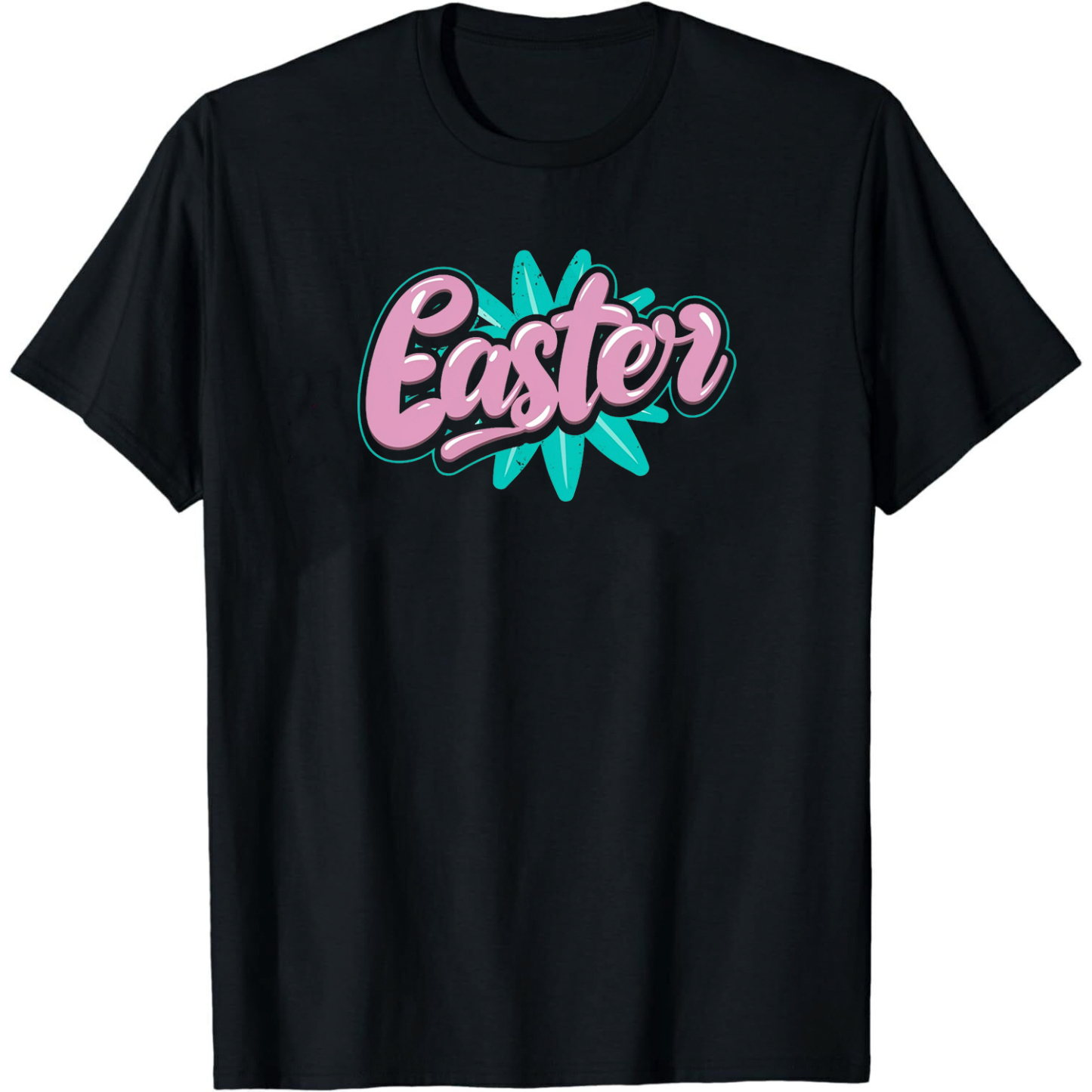 Adult Easter Pink Letter Black Short Sleeve T-shirt Outfits Top Costume
