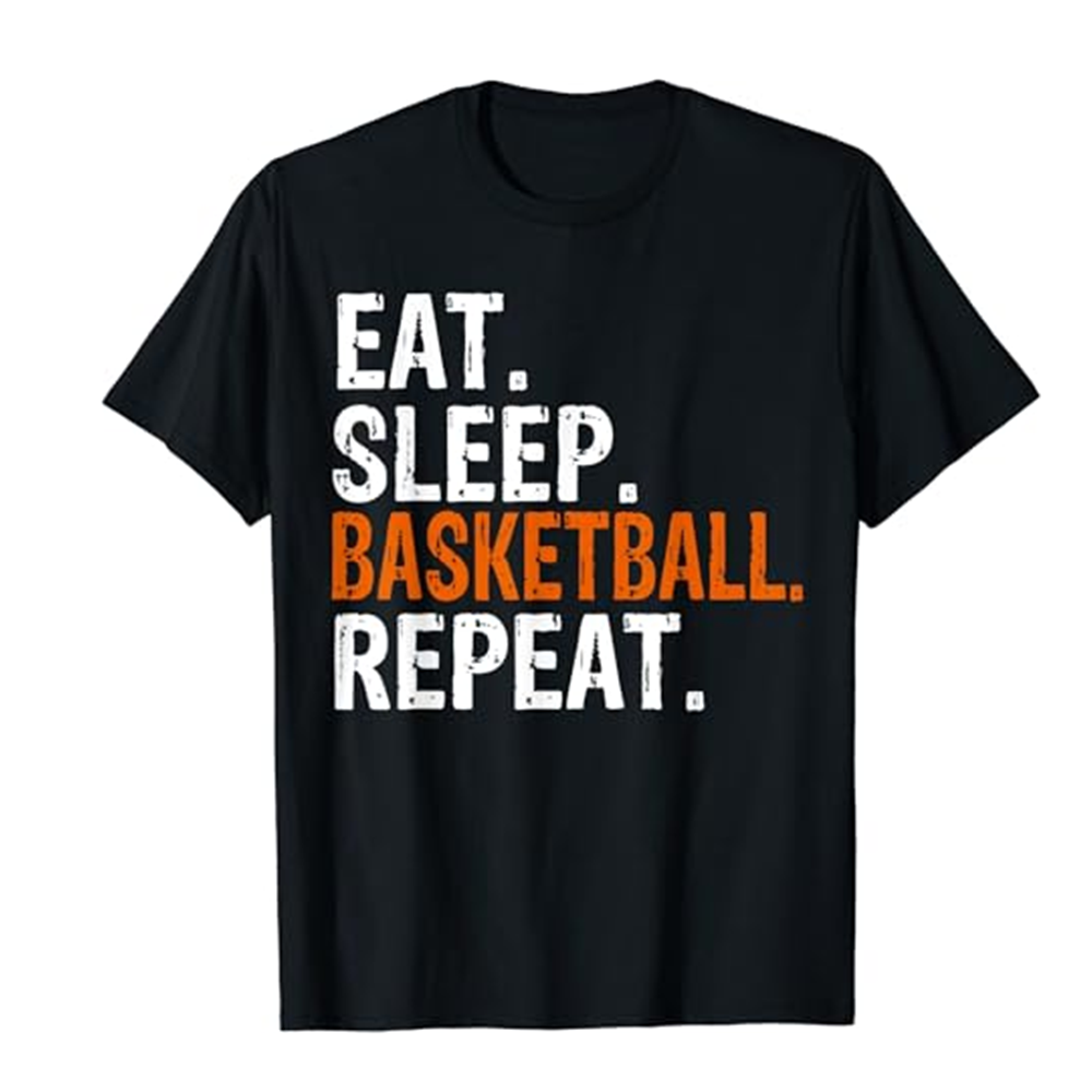 Adult Unisex Eat Sleep Basketball Repeat Basketball Lover Black T-shirt Costume
