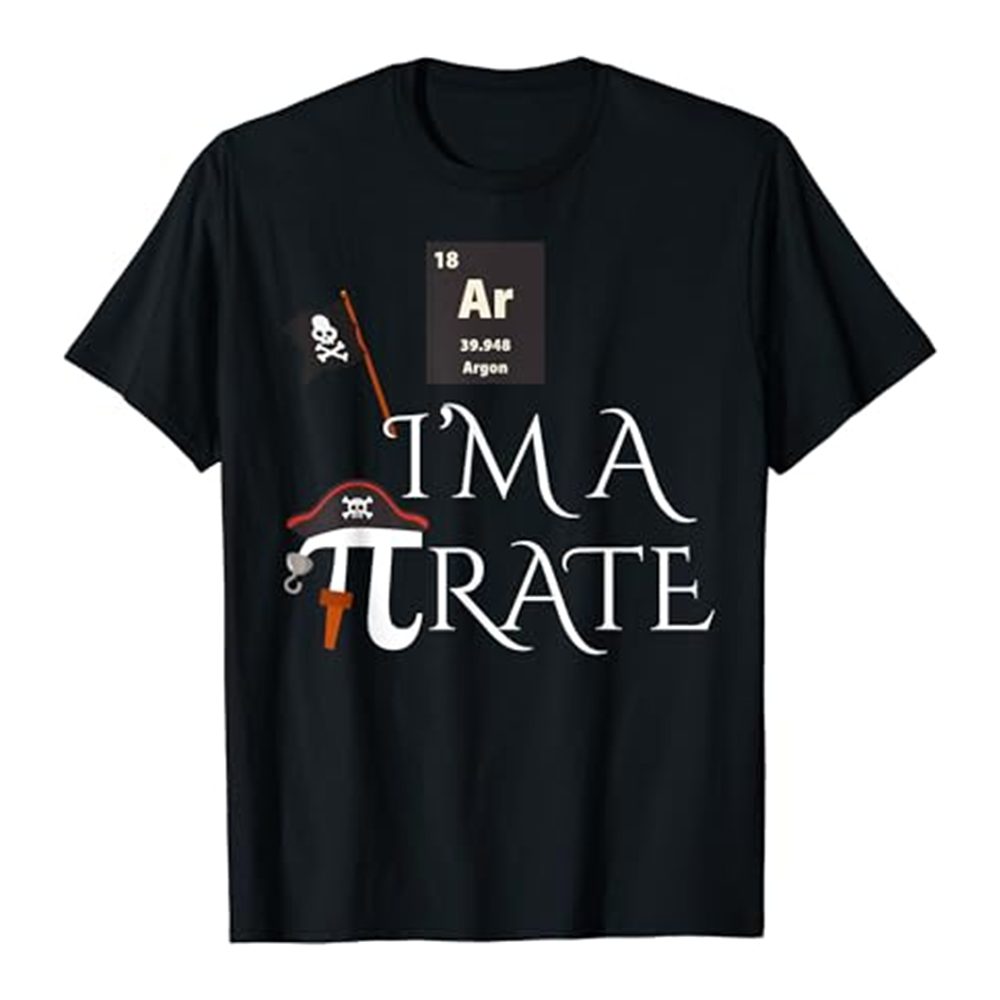 Adult Unisex Ar I'm A Pirate Letter Black T-shirt Costume