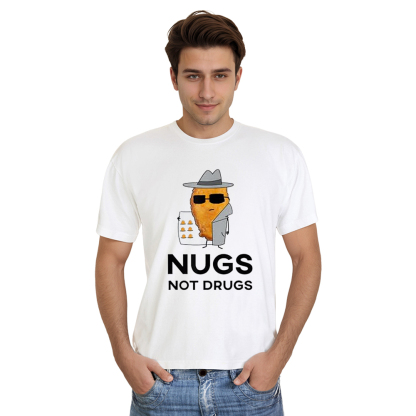 Adult Unisex Funny Chicken Nuggets Food Lover White Short Sleeve T-shirt Costume