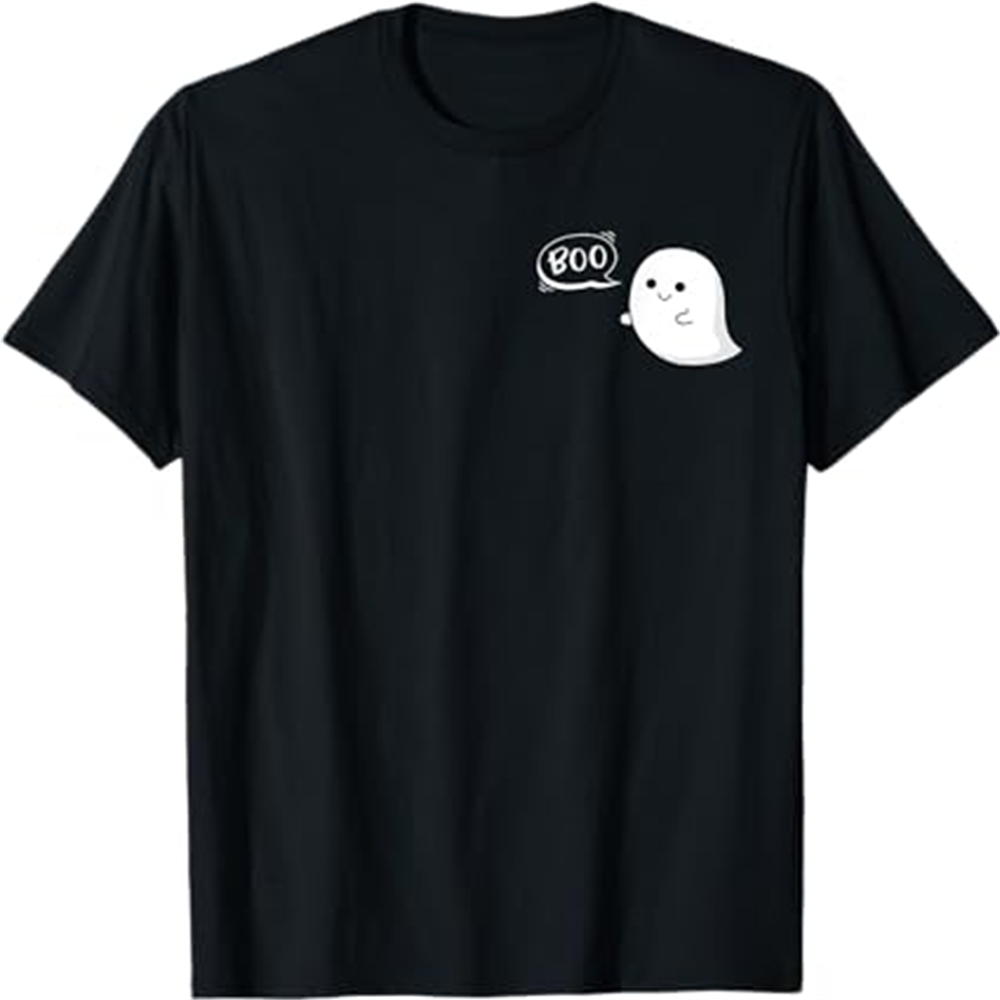 Adult Unisex Flying Ghost Boo Ghost Halloween Black T-shirt Costume
