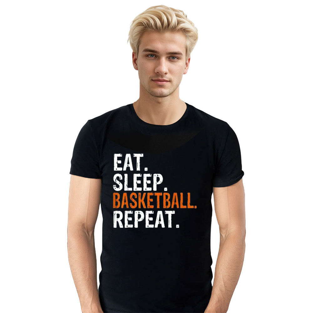 Adult Unisex Eat Sleep Basketball Repeat Basketball Lover Black T-shirt Costume