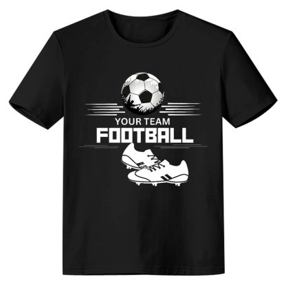 Adult Unisex Customized Football Tee Football Soccer Lover Black T-shirt Costume