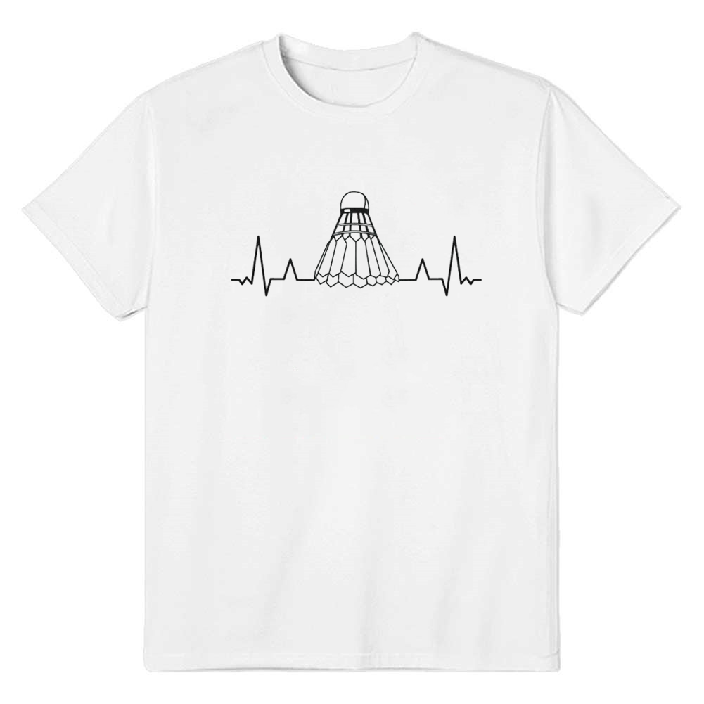 Adult Unisex Badminton White Sport Heartbeat T-shirt Costume