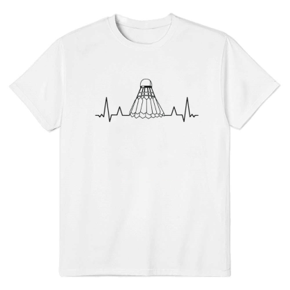 Adult Unisex Badminton White Sport Heartbeat T-shirt Costume