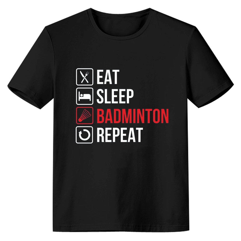Adult Unisex Badminton Eat Sleep Black Sport T-shirt Costume