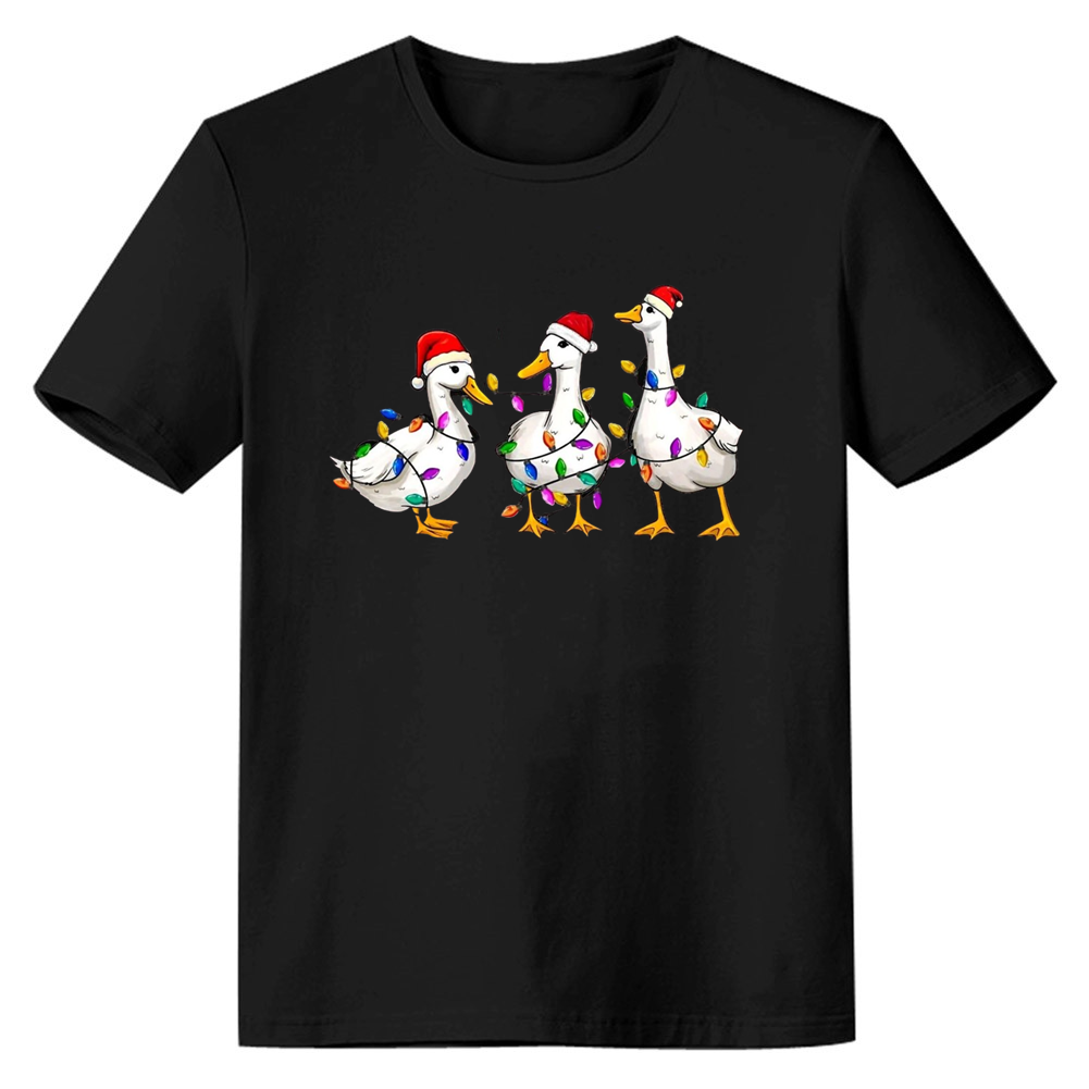 Adult Unisex Festival Christmas Santa Duck Xmas Black T-shirt Costume