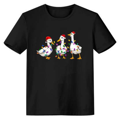Adult Unisex Festival Christmas Santa Duck Xmas Black T-shirt Costume