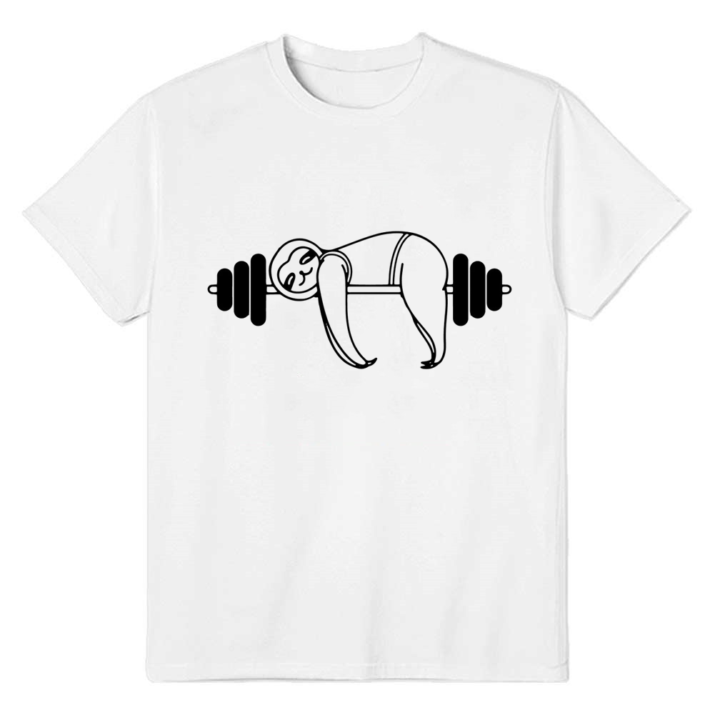 Adult Unisex Funny Gym Work Sloth White T-shirt Costume