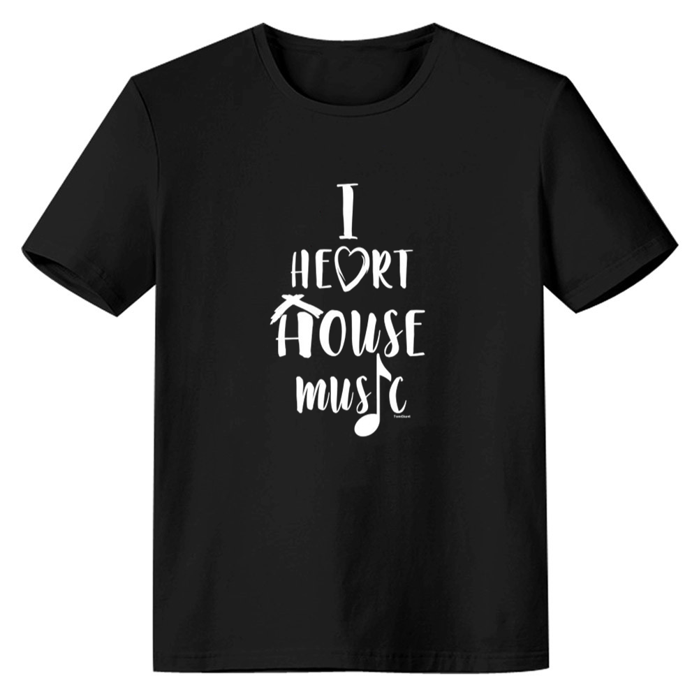 Adult Unisex I Love House Music Festival Black T-shirt Costume