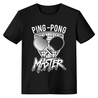 Adult Unisex Ping Pong Master Sport Design Black T-shirt Costume