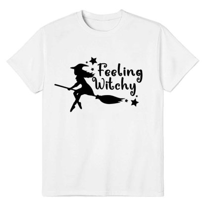Adult Unisex Feeling Witchy Halloween White T-shirt Costume
