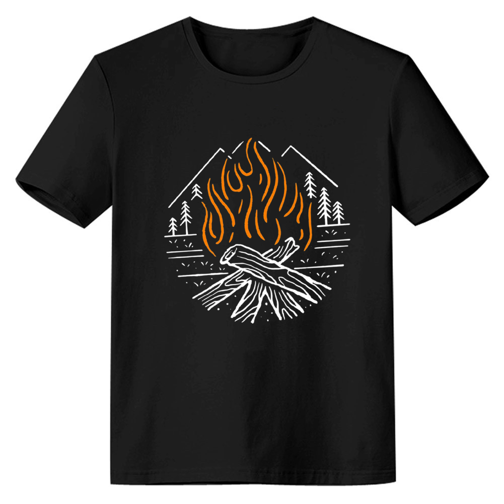 Adult Unisex Camp Fire Bonfire Night Black T-shirt Costume