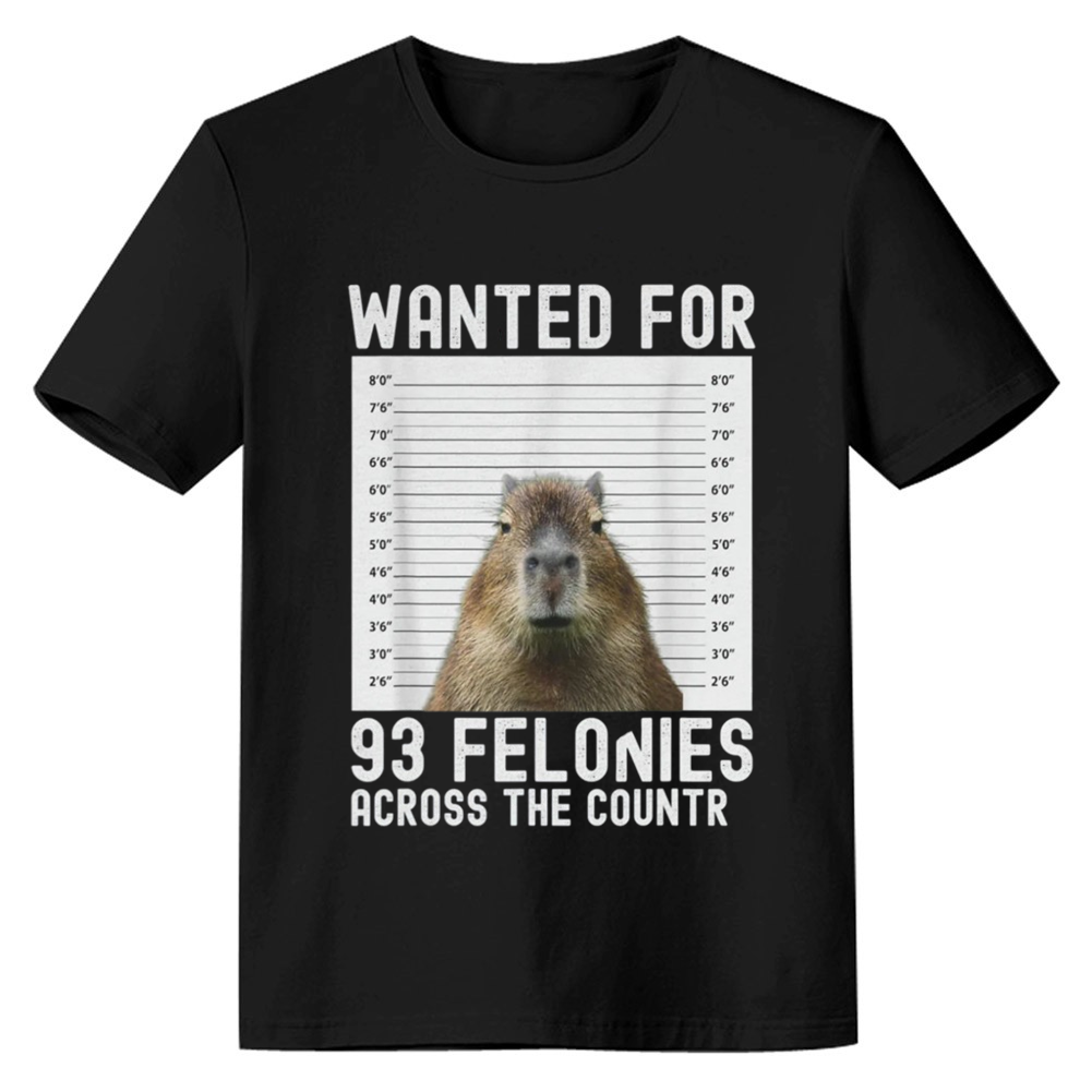 Adult Unisex Wanted Poster Capybara Lover Black T-shirt