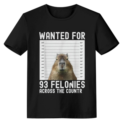Adult Unisex Wanted Poster Capybara Lover Black T-shirt