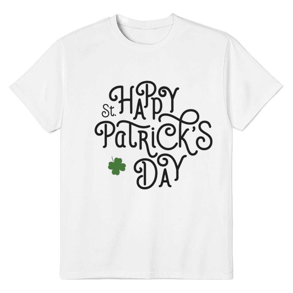 Adult Unisex Happy St. Patrick's Day White T-shirt