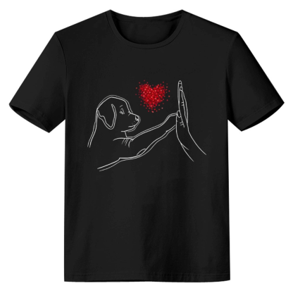 Adult Women  Animal And Heart Black Pet Dog Lover T-shirt Costume