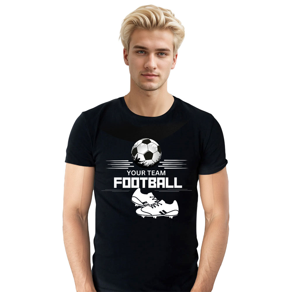 Adult Unisex Customized Football Tee Football Soccer Lover Black T-shirt Costume