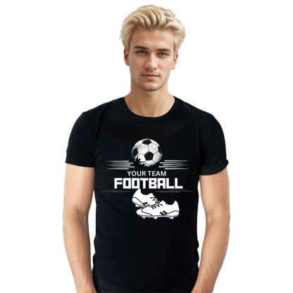 Adult Unisex Customized Football Tee Football Soccer Lover Black T-shirt Costume