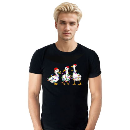 Adult Unisex Festival Christmas Santa Duck Xmas Black T-shirt Costume