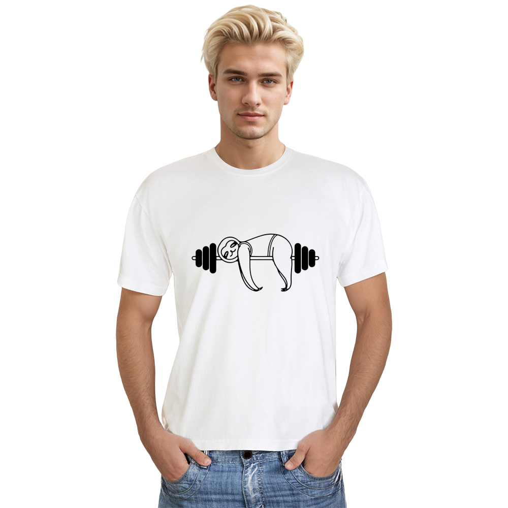 Adult Unisex Funny Gym Work Sloth White T-shirt Costume