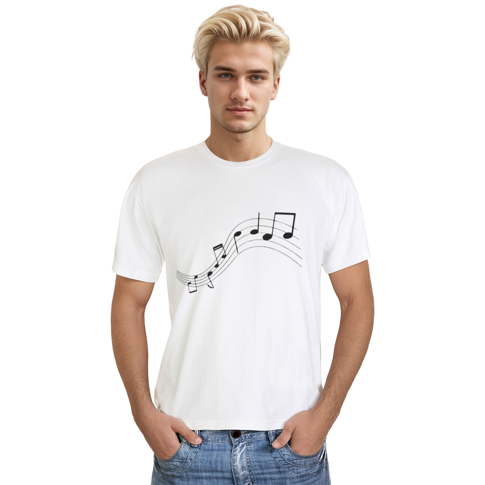 Adult Unisex Music Notes Festival White T-shirt Costume