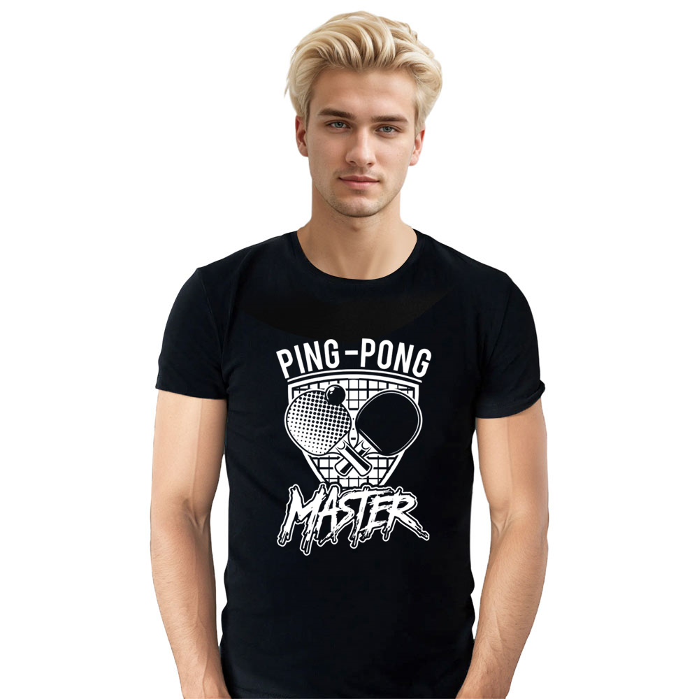Adult Unisex Ping Pong Master Sport Design Black T-shirt Costume