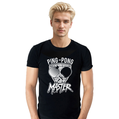Adult Unisex Ping Pong Master Sport Design Black T-shirt Costume