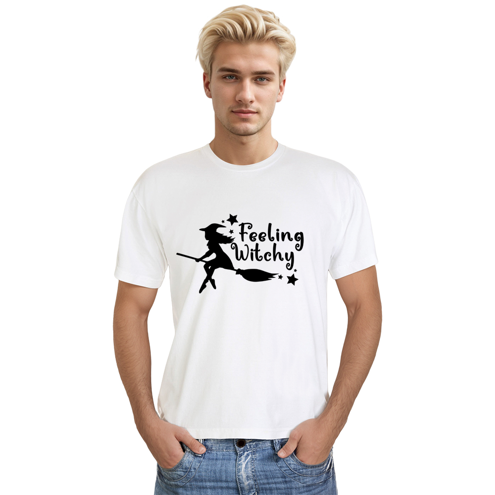 Adult Unisex Feeling Witchy Halloween White T-shirt Costume