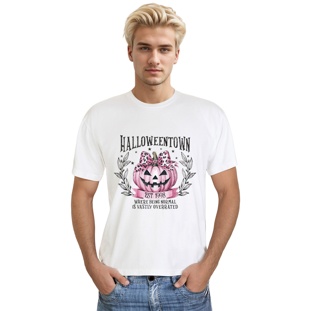 Adult Unisex Halloween 1998 Pink Pumpkin White T-shirt Costume