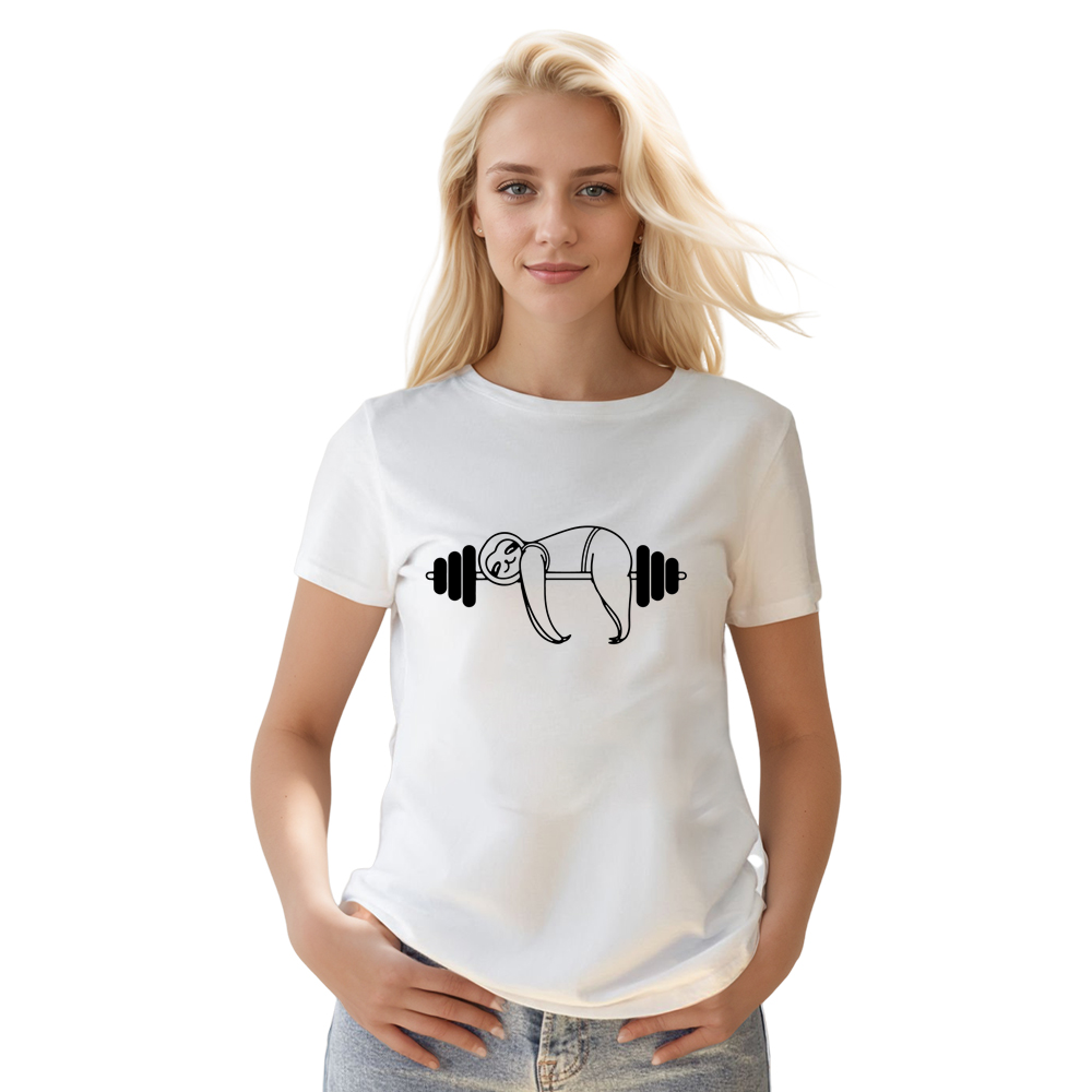 Adult Unisex Funny Gym Work Sloth White T-shirt Costume