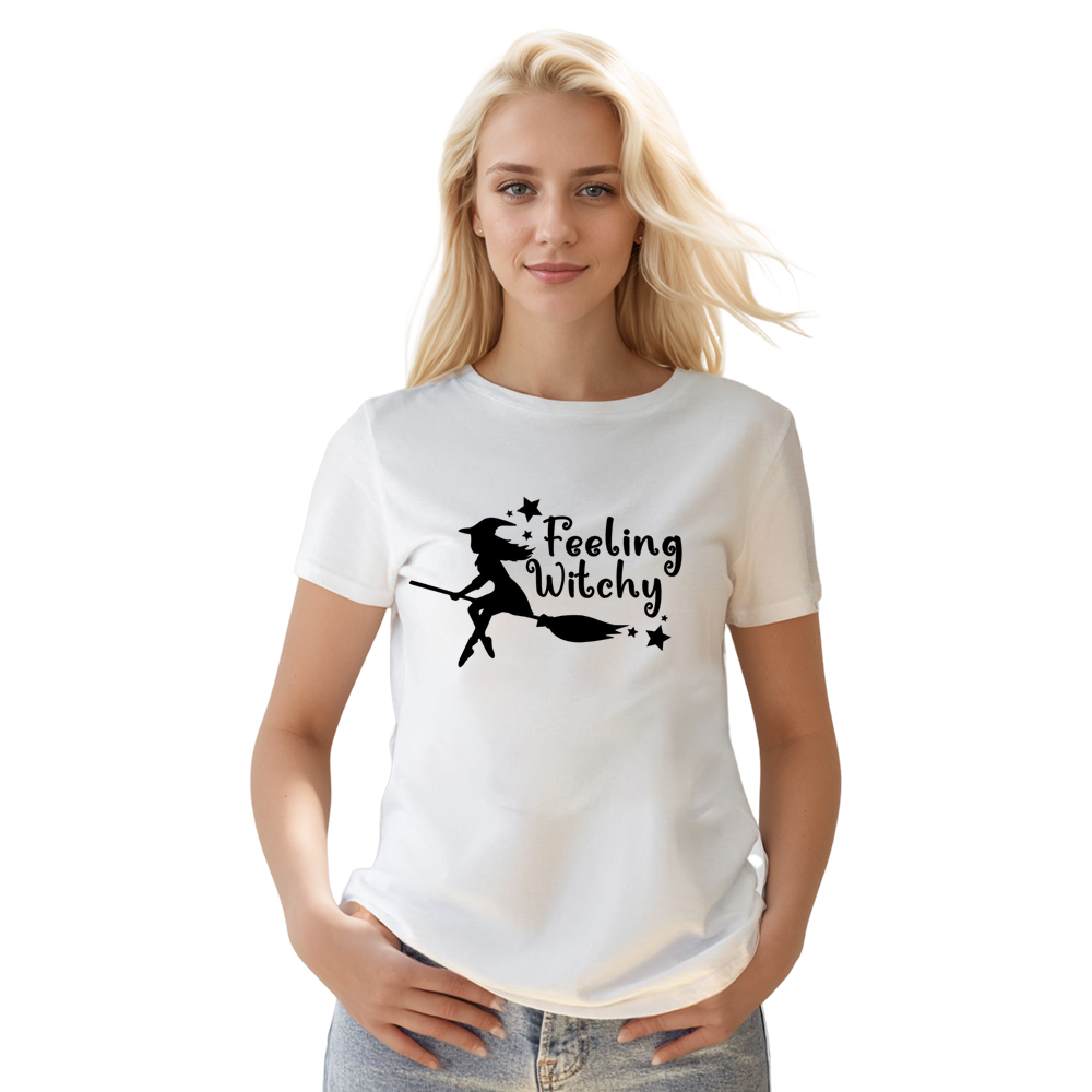 Adult Unisex Feeling Witchy Halloween White T-shirt Costume