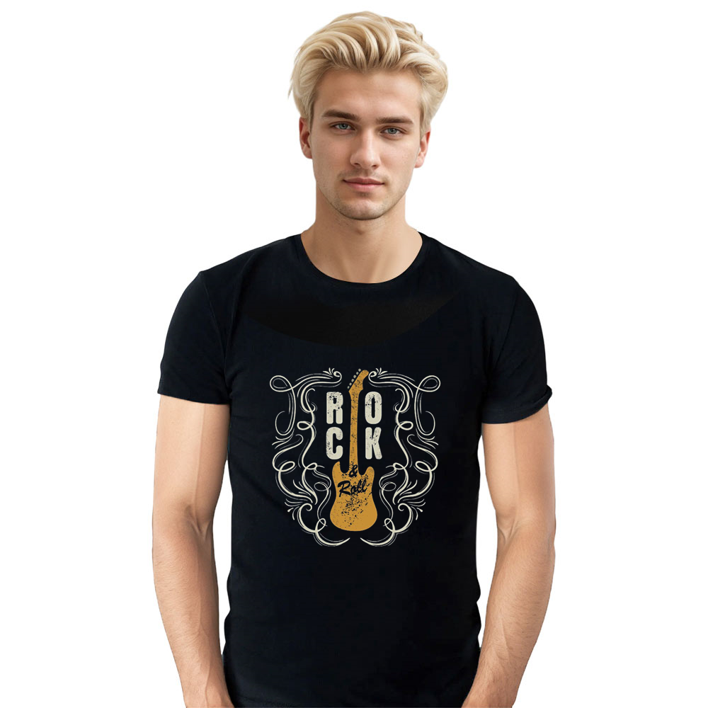 Adult Unisex Rock Guitar Music Lover Black T-shirt