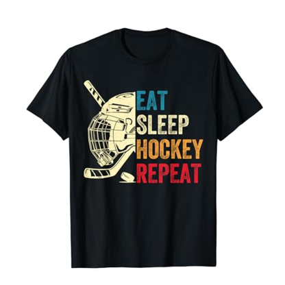 Adult Unisex Repeat Hockey Black Short Sleeve T-shirt Outfits Top Costume