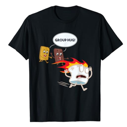 Adult Unisex Smores Camping Roasting Outdoor Funny Food Lover Black Short Sleeve T-shirt Costume
