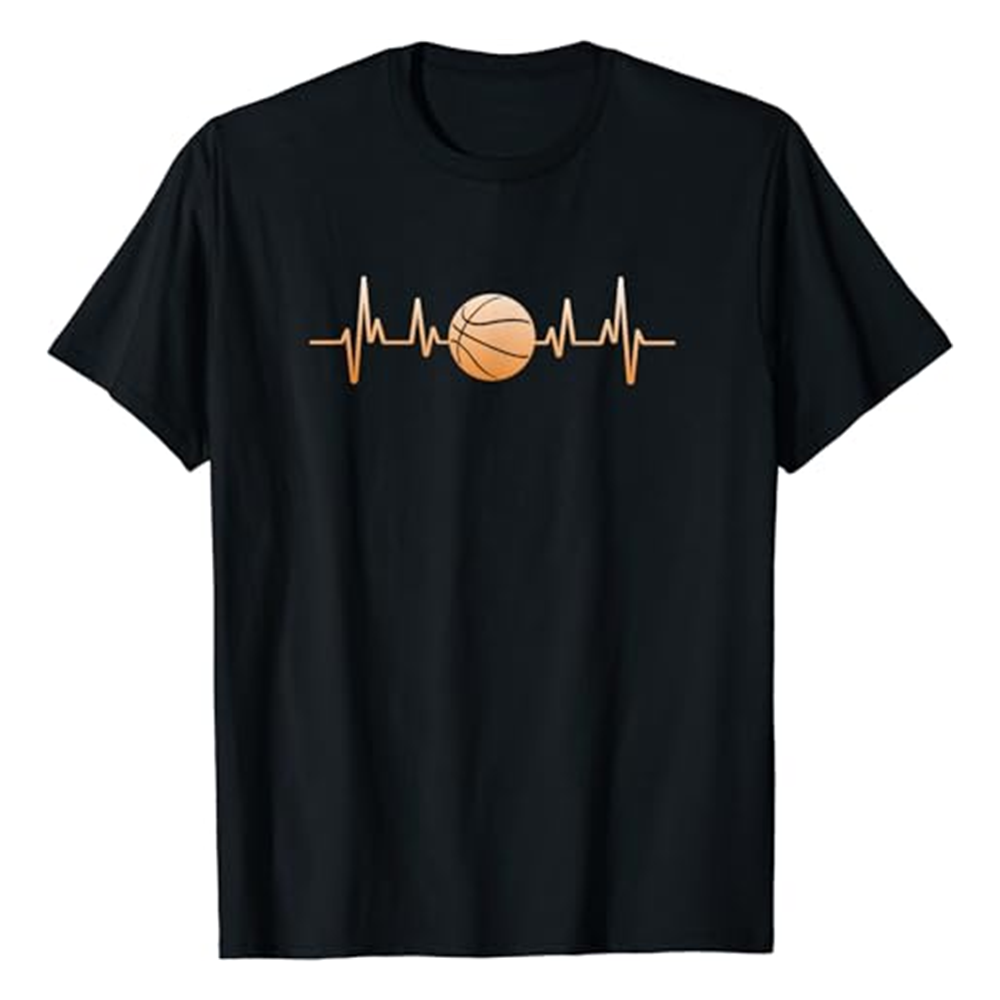 Adult Unisex Basketball Heartbeat Basketball Lover Black T-shirt Costume