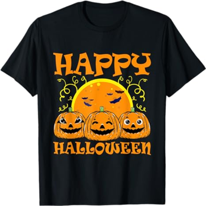 Adult Unisex Happy Halloween Pumpkins Halloween Black T-shirt Costume