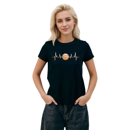 Adult Unisex Basketball Heartbeat Basketball Lover Black T-shirt Costume