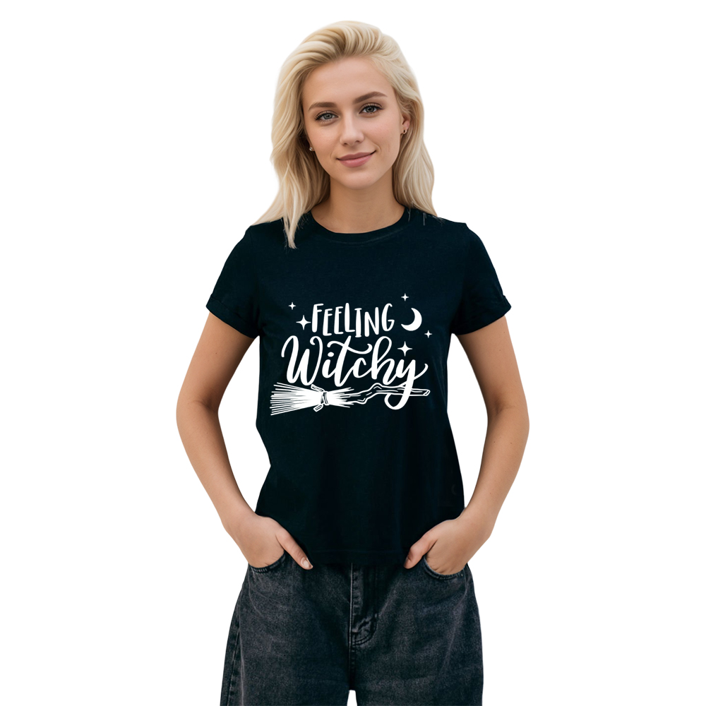 Adult Woman Girls Will Be Girls Witch Halloween Black T-shirt Costume