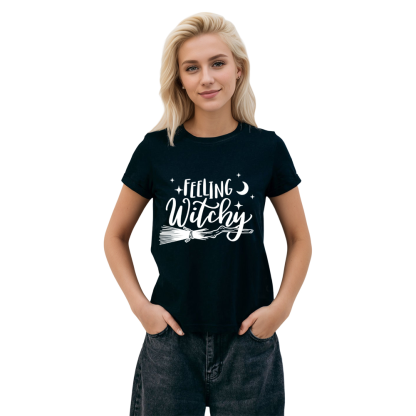 Adult Woman Girls Will Be Girls Witch Halloween Black T-shirt Costume