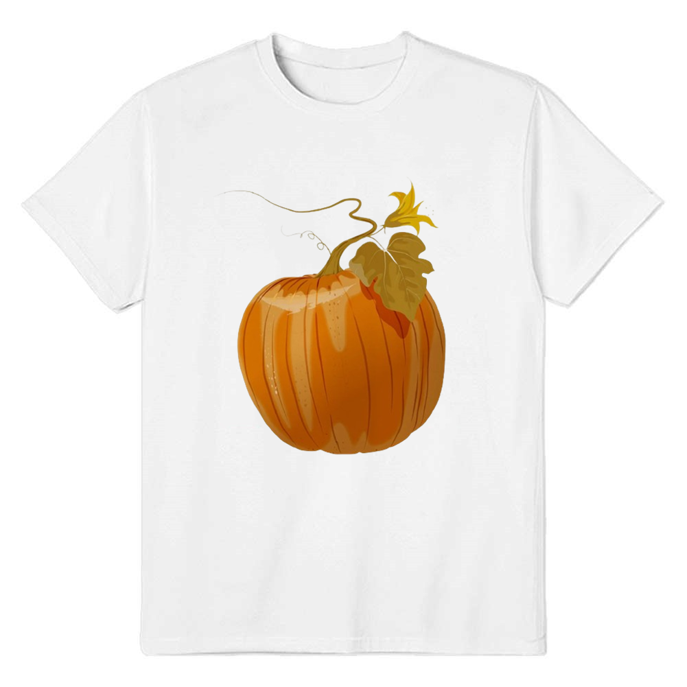 Adult Unisex Halloween Pumpkin Floral White T-shirt Costume