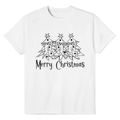 Adult Unisex Festival Christmas Trees Xmas White T-shirt Costume