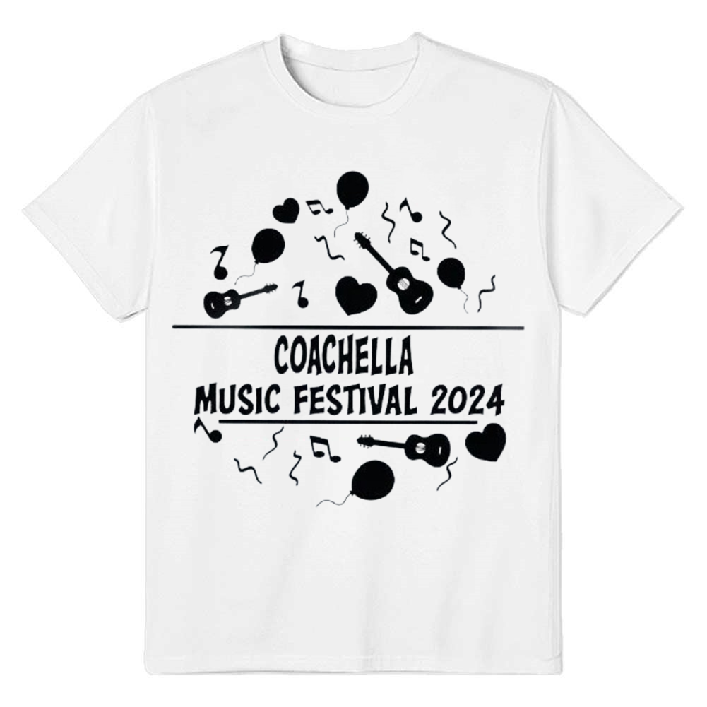Adult Unisex Music Festival 2024 White T-shirt Costume