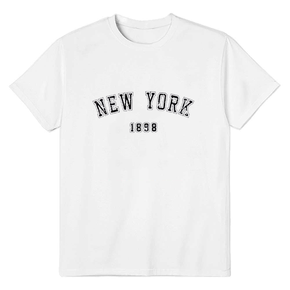 Adult Women New York Letter Printed White T-shirt Costume
